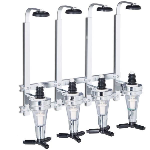 2er Set Getränkespender für 4 Flaschen, Wandmontage – Dosierer mit Finger-Push, ideal für Partyräume, Kellerbar & Gartenlaube, Bar-Zubehör