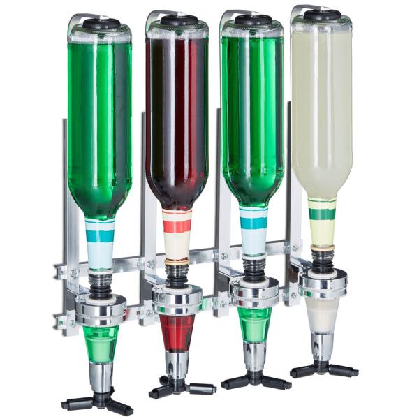 2er Set Getränkespender für 4 Flaschen, Wandmontage – Dosierer mit Finger-Push, ideal für Partyräume, Kellerbar & Gartenlaube, Bar-Zubehör