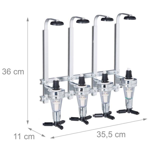 2er Set Getränkespender für 4 Flaschen, Wandmontage – Dosierer mit Finger-Push, ideal für Partyräume, Kellerbar & Gartenlaube, Bar-Zubehör