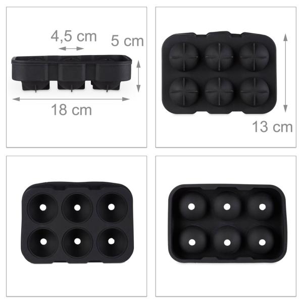 Eiswürfelform Silikon 2er-Set - 12 Eiskugeln Ø 4,5 cm - BPA-frei, hitzebeständig, spülmaschinenfest - Für Cocktails & Backen