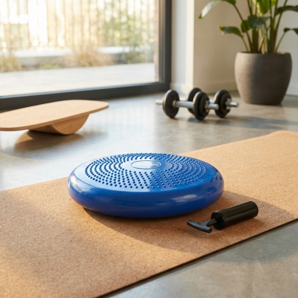 Balance Kissen mit Massage-Noppen - stärkt Rücken & schult Gleichgewicht - dynamisches Luft-Sitzkissen Ø 33 cm - 140 kg belastbar - inklusive Luftpumpe