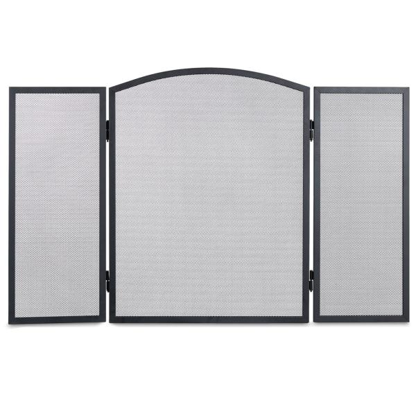 Elegantes 3-teiliges Funkenschutzgitter (62x96cm): Metall, schwarz-silber – flexibler Kaminschutz, stilvolles Design für jeden Kamin