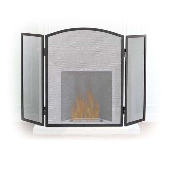 Elegantes 3-teiliges Funkenschutzgitter (62x96cm): Metall, schwarz-silber – flexibler Kaminschutz, stilvolles Design für jeden Kamin