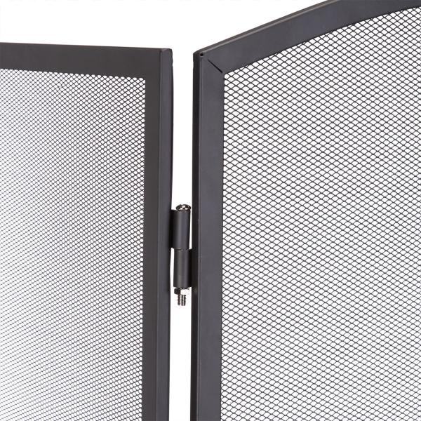 Elegantes 3-teiliges Funkenschutzgitter (62x96cm): Metall, schwarz-silber – flexibler Kaminschutz, stilvolles Design für jeden Kamin