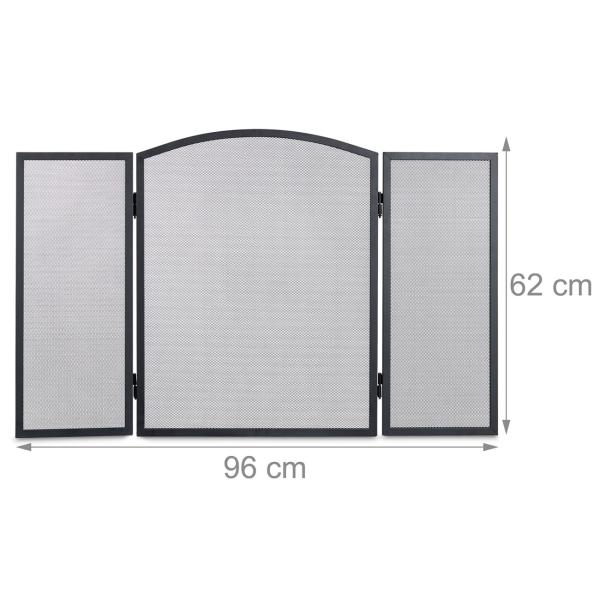 Elegantes 3-teiliges Funkenschutzgitter (62x96cm): Metall, schwarz-silber – flexibler Kaminschutz, stilvolles Design für jeden Kamin