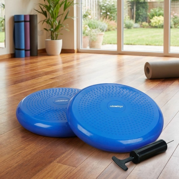 Balance Kissen 2er-Set - Massage-Noppen - Luft-Sitzkissen 33 cm - Koordination, Fitness, Rückenmuskulatur - max. 140 kg belastbar - Phthalate-freies PVC