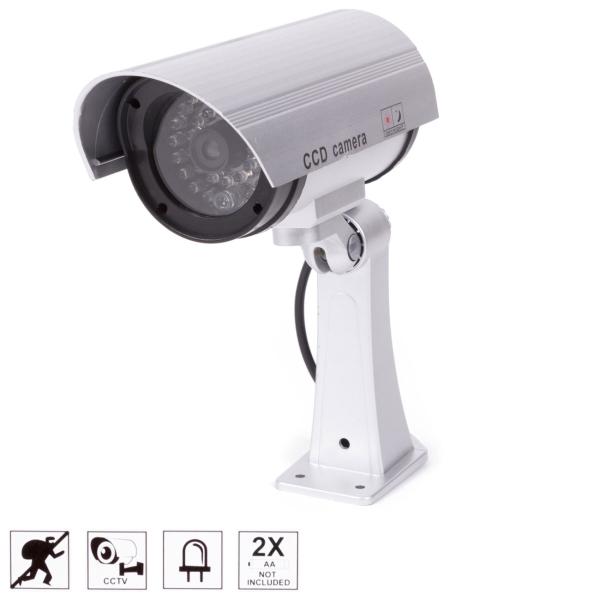 Überwachungskamera-Attrappe 2er Set - Täuschend echt mit blinkender LED - Einbruchschutz für Innen- & Aussenbereich - Batteriebetrieben - Einfache Montage