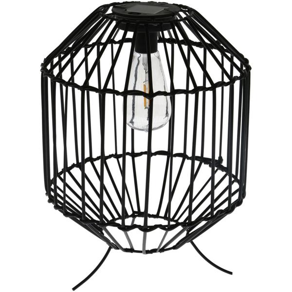 Schwarze Solar Laterne im Landhausstil, H31,5cm, Ø 25 cm – Metallstreben, atmosphärische Gartenbeleuchtung mit Vintage Charme