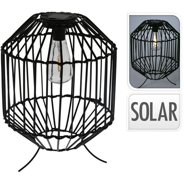 Schwarze Solar Laterne im Landhausstil, H31,5cm, Ø 25 cm – Metallstreben, atmosphärische Gartenbeleuchtung mit Vintage Charme