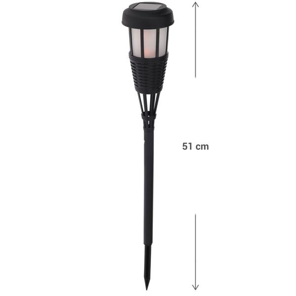 Solargartenfackel mit Erdspiess – Warmes Flammeneffekt-Licht für Garten, Balkon & Wege – 51 cm hoch, wetterbeständig, inkl. Solarmodul & NI-MH Batterie
