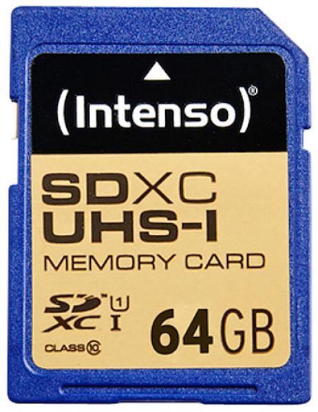 Intenso Premium SDXC-Speicherkarte 64GB - Schnelle Erweiterung für Digitalkameras, Media-Player & Camcorder - Class 10/UHS-I - 45MB/s Lesen