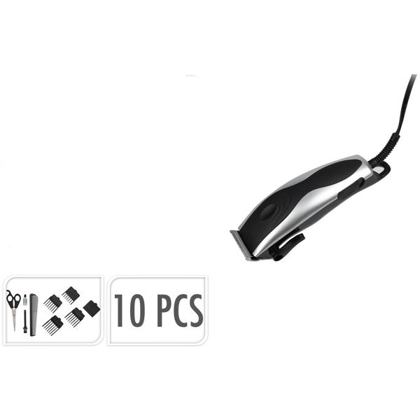 Haar- und Bartschneider 10-tlg. Set - Für modische Kurzhaarfrisuren & gepflegte Bärte - 4 Aufsätze (3, 6, 9, 12mm), leisem Motor, Kamm & Öl