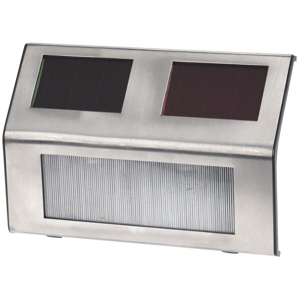 4er-Set Solar-LED-Wandleuchten - warm-weisses Licht für Balkone, Innenhöfe, Treppen - stromsparend, Edelstahl, 2V/40mAh Solarpanel, AAA Ni-MH 200 mAh Akku