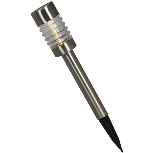 Solarlampen 3er-Set - Warmweisses Licht für Garten, Einfahrt, Terrasse - Edelstahl & Glas, Silber, Ø 7,5 x H 54 cm - Inkl. Akku