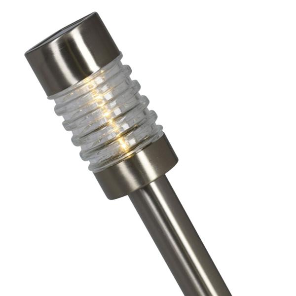 Solarlampen 3er-Set - Warmweisses Licht für Garten, Einfahrt, Terrasse - Edelstahl & Glas, Silber, Ø 7,5 x H 54 cm - Inkl. Akku