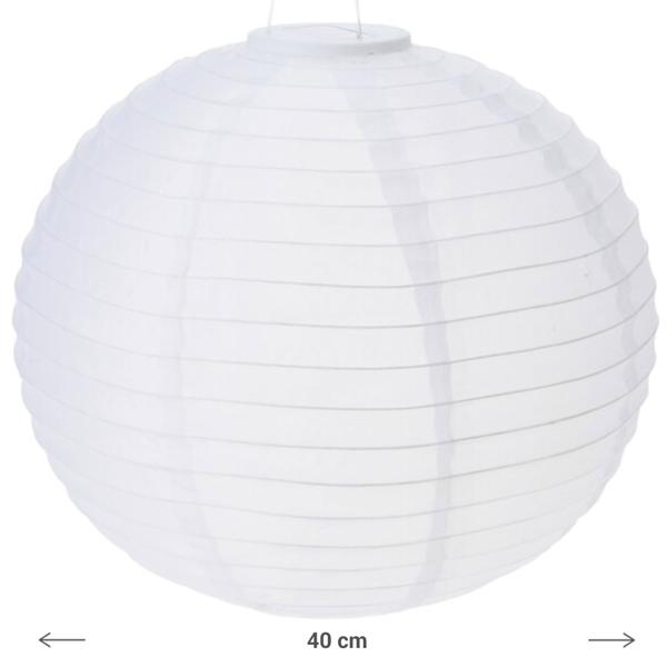 Solarleuchte Kugelform Ø 40 cm weiss inkl. Aufhängung - Lampion für Garten & Balkon - Sicher, solarbetrieben, robustes Nylon, warmweisses Licht