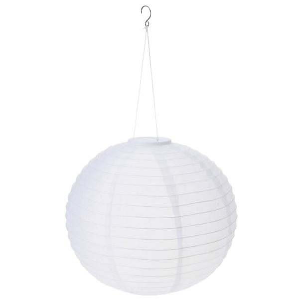 Solarleuchte Kugelform Ø 40 cm weiss inkl. Aufhängung - Lampion für Garten & Balkon - Sicher, solarbetrieben, robustes Nylon, warmweisses Licht