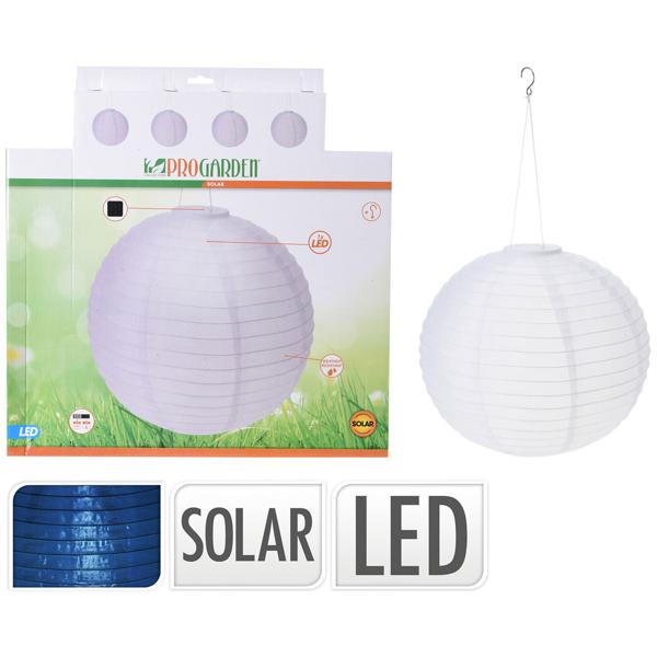 Solarleuchte Kugelform Ø 40 cm weiss inkl. Aufhängung - Lampion für Garten & Balkon - Sicher, solarbetrieben, robustes Nylon, warmweisses Licht