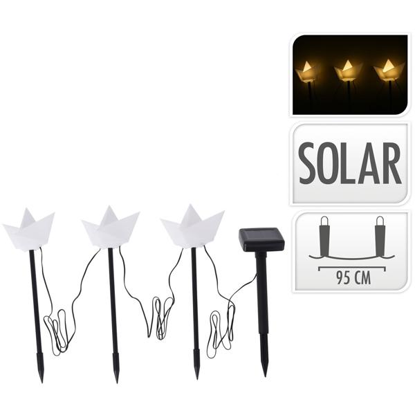 Maritime Solar-Dekoleuchten 3 Boote (weiss): 28,5cm Höhe, inkl. Erdspiess – stilvolle Solarlampen in Bootsform für stimmungsvolle Beleuchtung