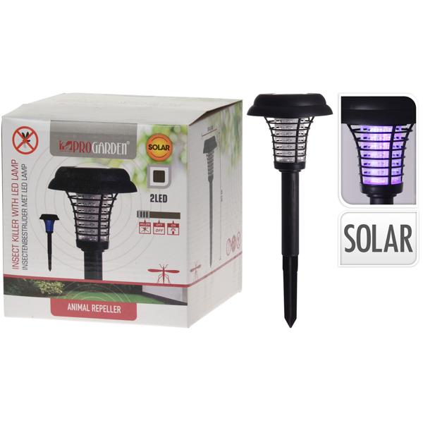 2in1 LED-Solarlampe mit Insektenkiller: Mit Erdspiess für Aussenbereiche, wetterfest, energiesparend & praktisch, für mückenfreie Sommerabende