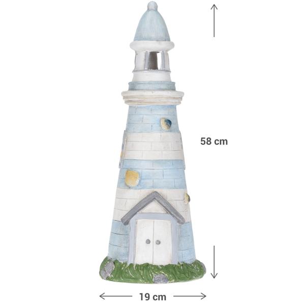 Maritime Solar-Dekofigur Leuchtturm (58cm, blau-weiss): Für Balkon, Terrasse & Garten – leuchtende Gartendeko, bringt Küstenflair nach Hause