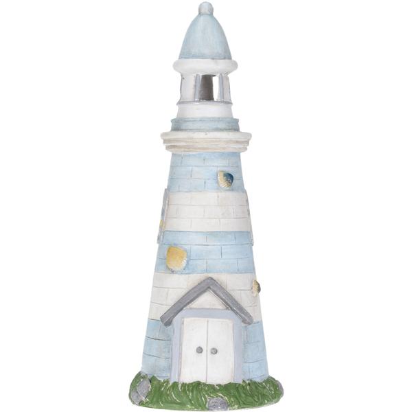 Maritime Solar-Dekofigur Leuchtturm (58cm, blau-weiss): Für Balkon, Terrasse & Garten – leuchtende Gartendeko, bringt Küstenflair nach Hause