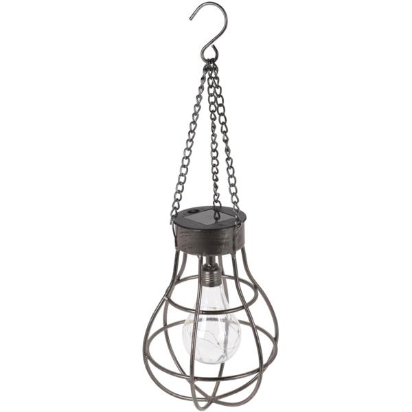 Industrielle Solarlampe aus Metall, Pendelleuchte, Haken: (18,5x18,5x27 cm), für Garten, Balkon, Terrasse, Vintage-Look, langlebig