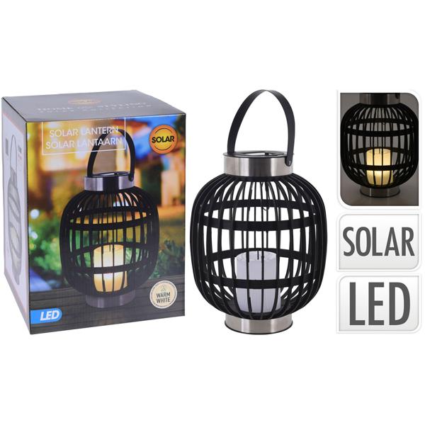 Stilvolle Solar-Gartenampel in Rattan-Optik: Edle Edelstahl-Laterne mit LED-Kerze, schwarz, 23x23x30 cm für stimmungsvolle Abende