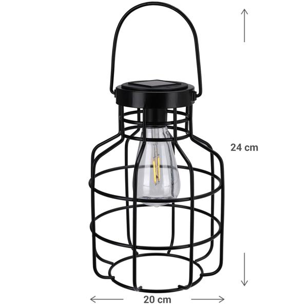 Rustikale Draht Solarlaterne (20x24cm): Schwarze Metall-Laterne mit Griff, atmosphärische Gartenbeleuchtung im Vintage-Look