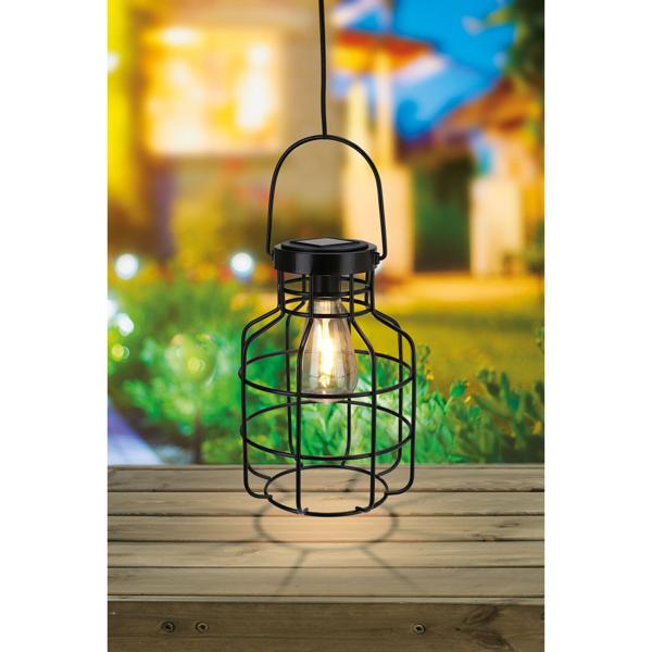 Rustikale Draht Solarlaterne (20x24cm): Schwarze Metall-Laterne mit Griff, atmosphärische Gartenbeleuchtung im Vintage-Look