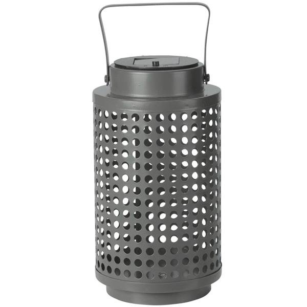 Solar-Laterne 23cm hoch - aufstell- oder aufhängbar - Industrial Style, robustes Metall Ø 13cm, warmweisses Licht, 6h Leuchtdauer, Akku