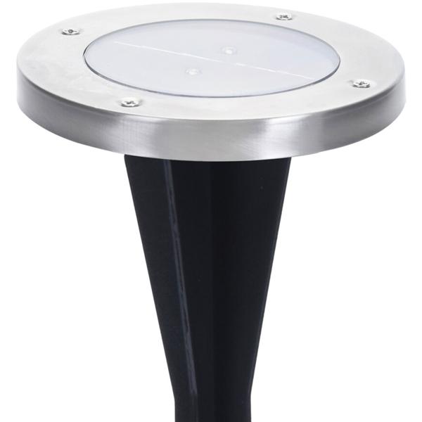 LED Solar Bodenspot - Edelstahl Bodenleuchte für Garten, Balkon & Terrasse - Spritzwassergeschützt, 2 LED, 8h Brenndauer, Ø 12x13 cm