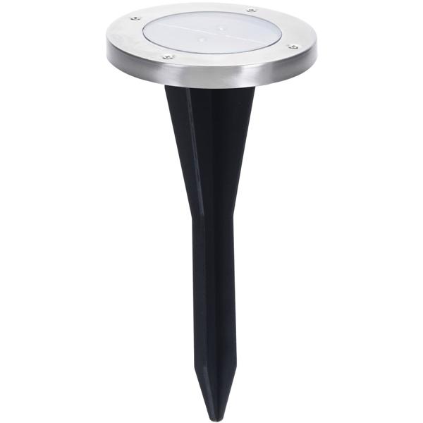 LED Solar Bodenspot - Edelstahl Bodenleuchte für Garten, Balkon & Terrasse - Spritzwassergeschützt, 2 LED, 8h Brenndauer, Ø 12x13 cm