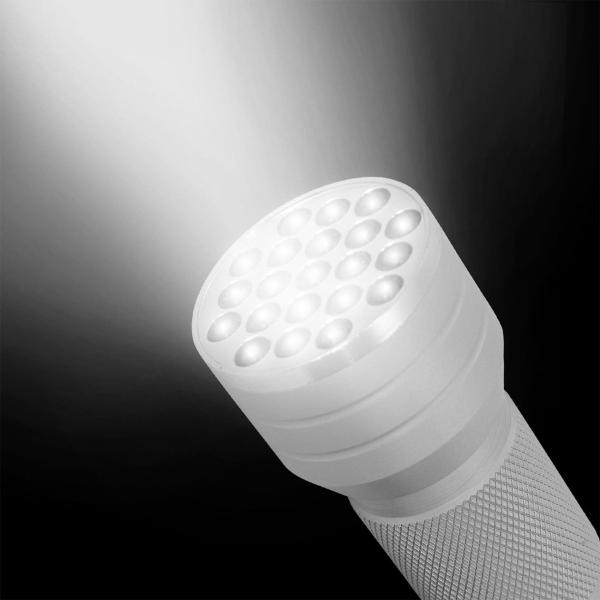 Hochwertige LED-Taschenlampe mit Aluminium-Gehäuse und 21 LEDs, Helle Strahlkraft und lange Lebensdauer, Zuhause, Camping, Outdoor Abenteuer