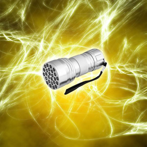 Hochwertige LED-Taschenlampe mit Aluminium-Gehäuse und 21 LEDs, Helle Strahlkraft und lange Lebensdauer, Zuhause, Camping, Outdoor Abenteuer