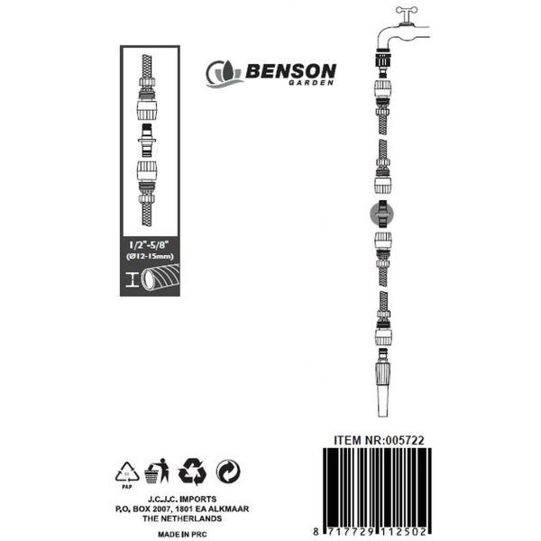 Schlauchkopplung 1/2"-5/8" - Verbindungsstück für extra lange Gartenschläuche - Robust, langlebig, Kunststoff, Grau/Schwarz - Für Ø 12-15 mm Schläuche