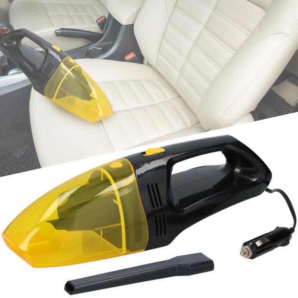 Handstaubsauger Auto - Nass- & Trockensauger für Fahrzeugpflege - 12V, 60W, 70dB - Inkl. Aufsatz, beutellos - Schwarz/Gelb, 32.5x10.6x10.4cm