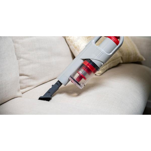 2-in-1 Akku-Staubsauger kabellos mit Handfunktion – Beutelloser Stielstaubsauger mit Wandhalterung, weiss, rose & anthrazit