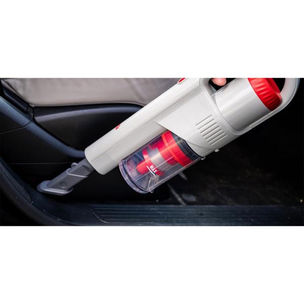 2-in-1 Akku-Staubsauger kabellos mit Handfunktion – Beutelloser Stielstaubsauger mit Wandhalterung, weiss, rose & anthrazit