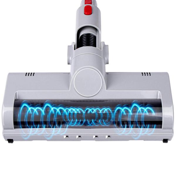 2-in-1 Akku-Staubsauger kabellos mit Handfunktion – Beutelloser Stielstaubsauger mit Wandhalterung, weiss, rose & anthrazit