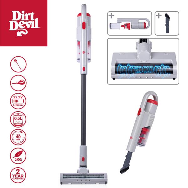 2-in-1 Akku-Staubsauger kabellos mit Handfunktion – Beutelloser Stielstaubsauger mit Wandhalterung, weiss, rose & anthrazit