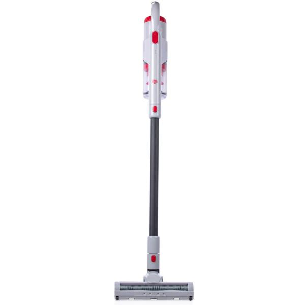 2-in-1 Akku-Staubsauger kabellos mit Handfunktion – Beutelloser Stielstaubsauger mit Wandhalterung, weiss, rose & anthrazit