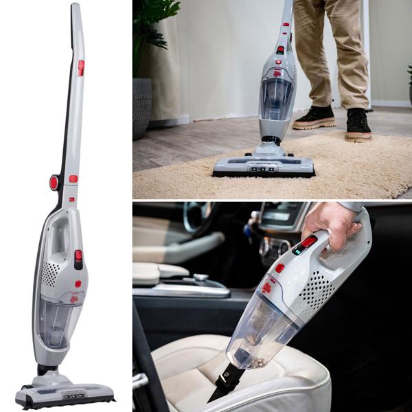 Dirt Devil kabelloser 2 in 1 Staubsauger beutellos, Akku Staubsauger mit Handfunktion, weiss, rot, anthrazit