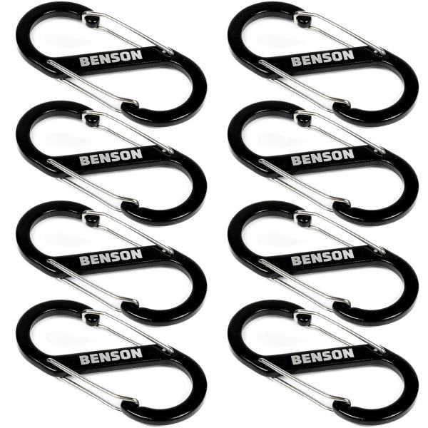 8er Set Doppel Karabinerhaken S-Clip 4x9cm - Doppelte Aufhängung für Outdoor & Camping - Ultraleicht, robust, Aluminiumlegierung - Schlüsselclip