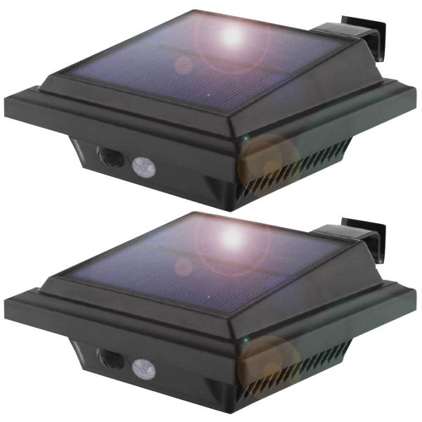 2er Set Solar Wandleuchte mit PIR-Bewegungsmelder, 158 lm, IP65, automatische Beleuchtung für den Aussenbereich, wetterfest & kabellos