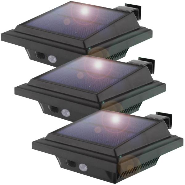 3er Set Solar Wandleuchte mit PIR-Bewegungsmelder, 158 lm, IP65, automatische Beleuchtung für den Aussenbereich, wetterfest & kabellos