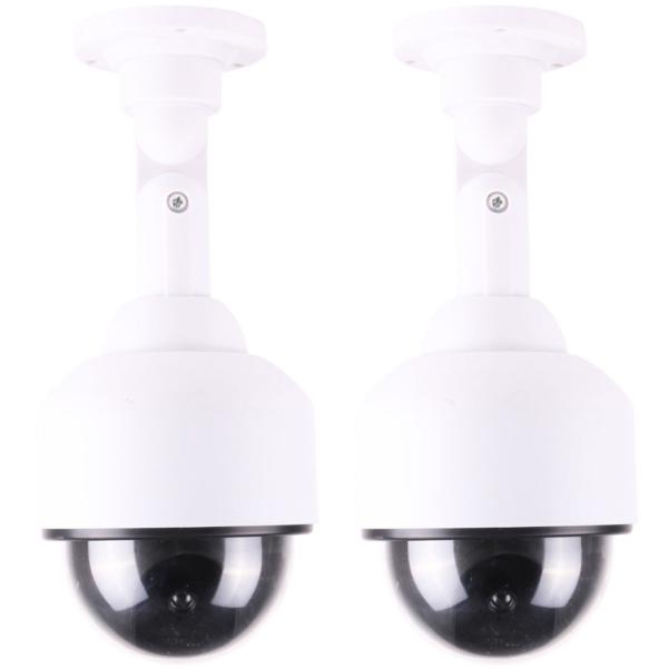 2er-Set Überwachungskamera Attrappe - Rote LED schreckt Diebe ab - Originalgetreue Nachbildung für Innen & Aussen - Haussicherheit Einbruchschutz