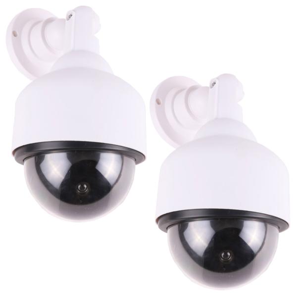 2er-Set Überwachungskamera Attrappe - Rote LED schreckt Diebe ab - Originalgetreue Nachbildung für Innen & Aussen - Haussicherheit Einbruchschutz