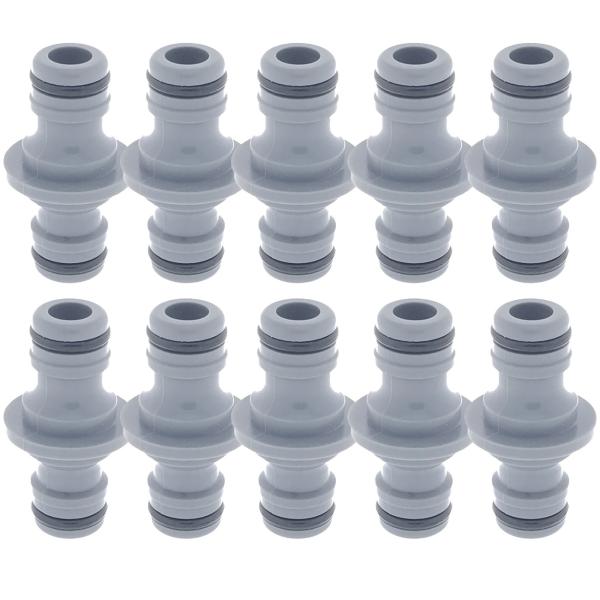10er-Set Schlauchkopplung 1/2"-5/8" - Verbindungsstück für extra lange Gartenschläuche - Robust, langlebig, Kunststoff, Grau/Schwarz - Für Ø 12-15 mm Schläuche