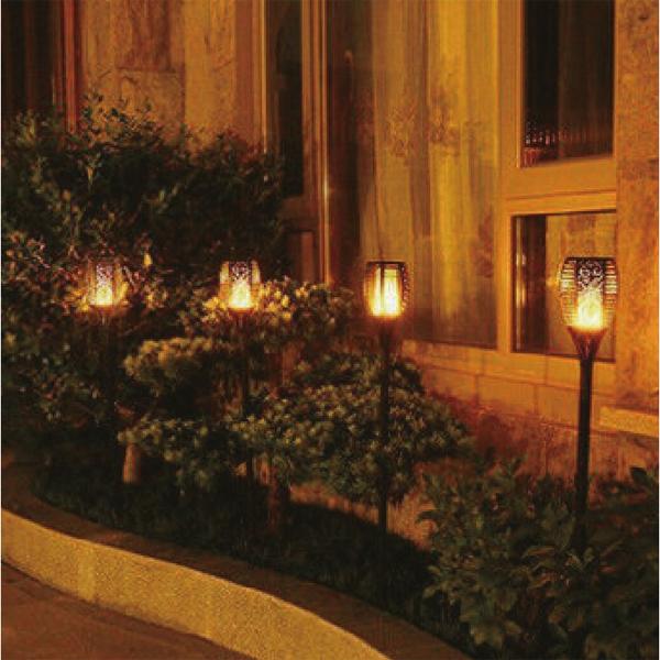 Stilvolles 4er Set Solar-Gartenfackeln mit täuschend echtem Flammeneffekt für magische Sommerabende - Wetterfest & ohne Feuergefahr